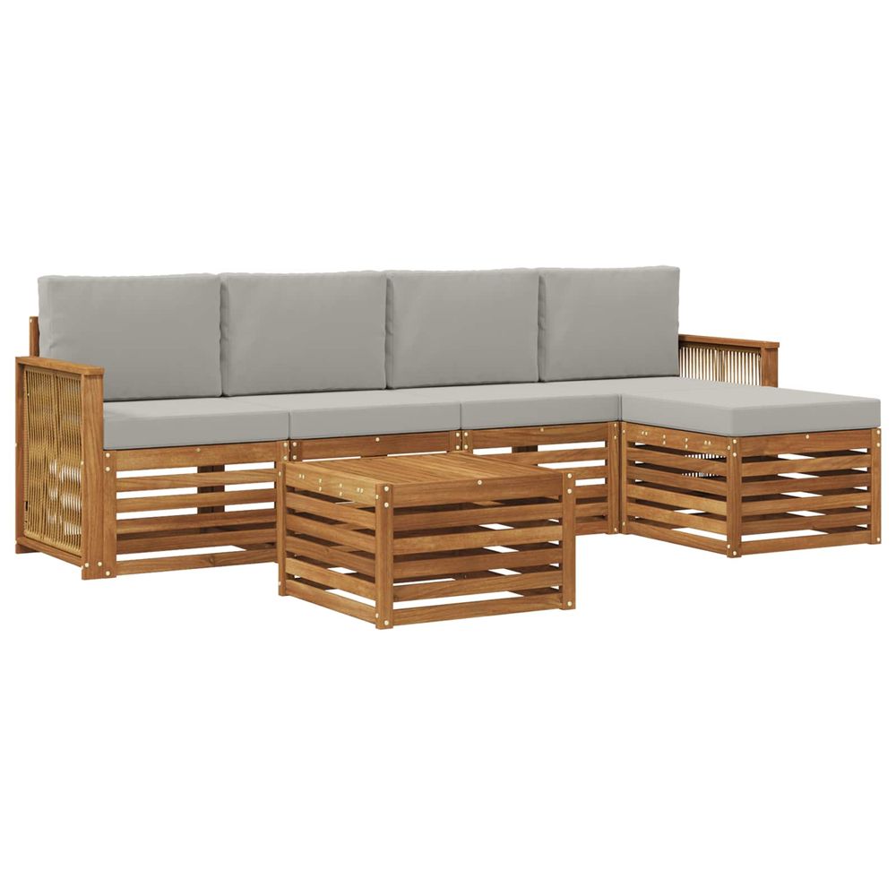 Ensemble de canapés d'extérieur 6 pc naturel et gris clair