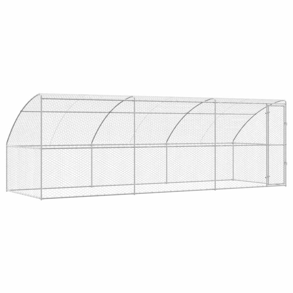 Kennel pour chiens 3 pcs argenté 6 x 2 x 2 m acier