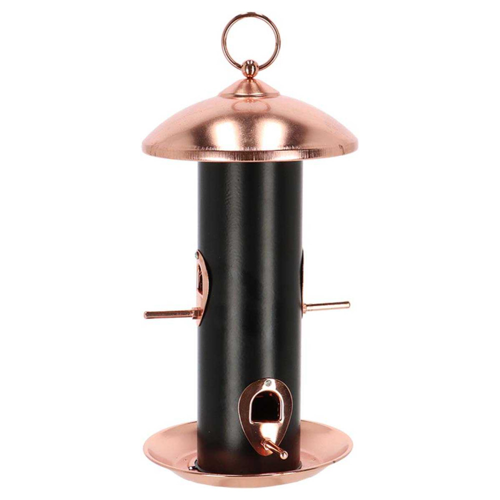 Mangeoire à oiseaux plaqué cuivre et noir - graines