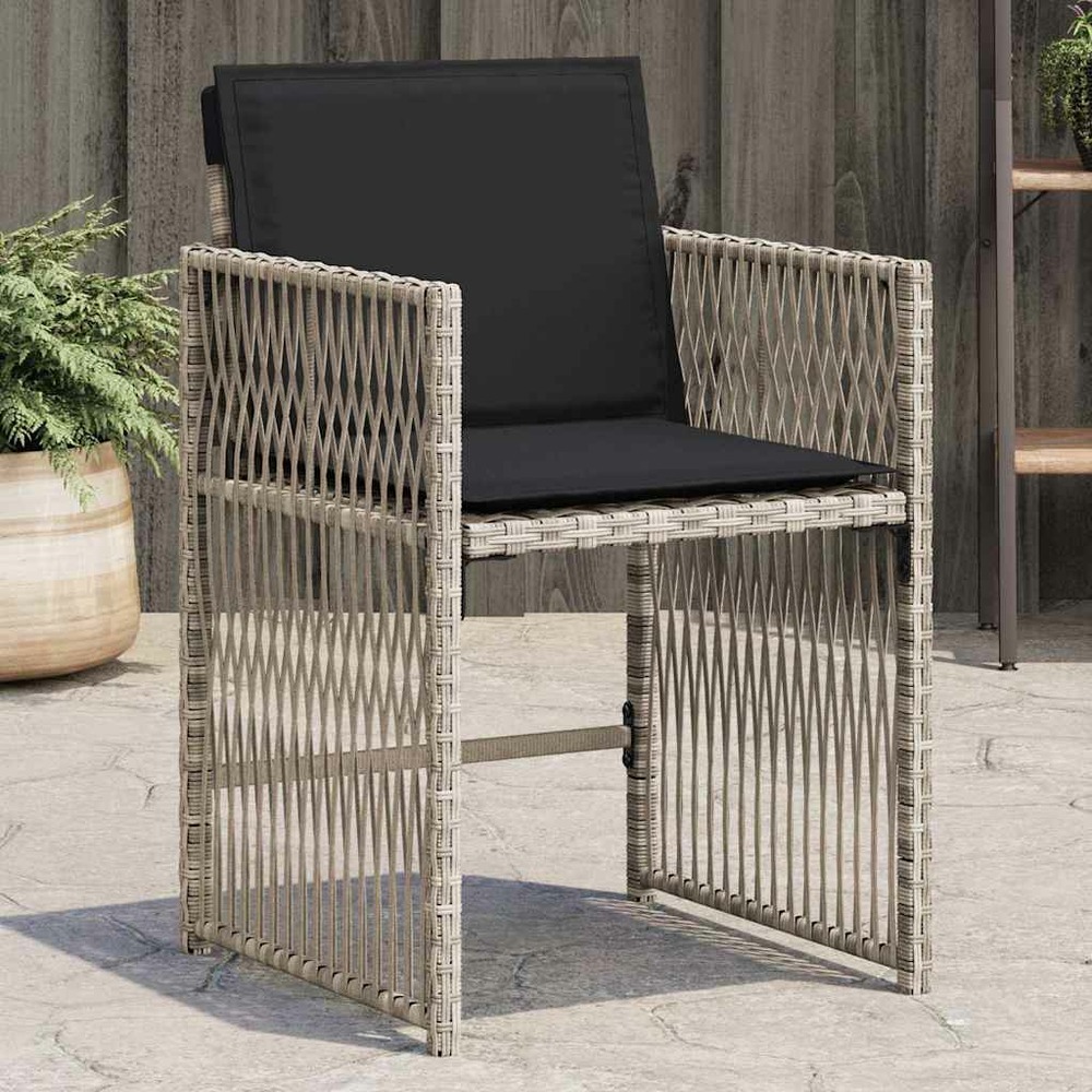 Chaises de jardin avec coussins lot de 4 gris clair poly rotin
