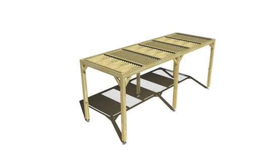Pergola bois • 6m x 2m • indépendante • sens profondeur • lames orientables bioclimatiques incluses • livraison comprise