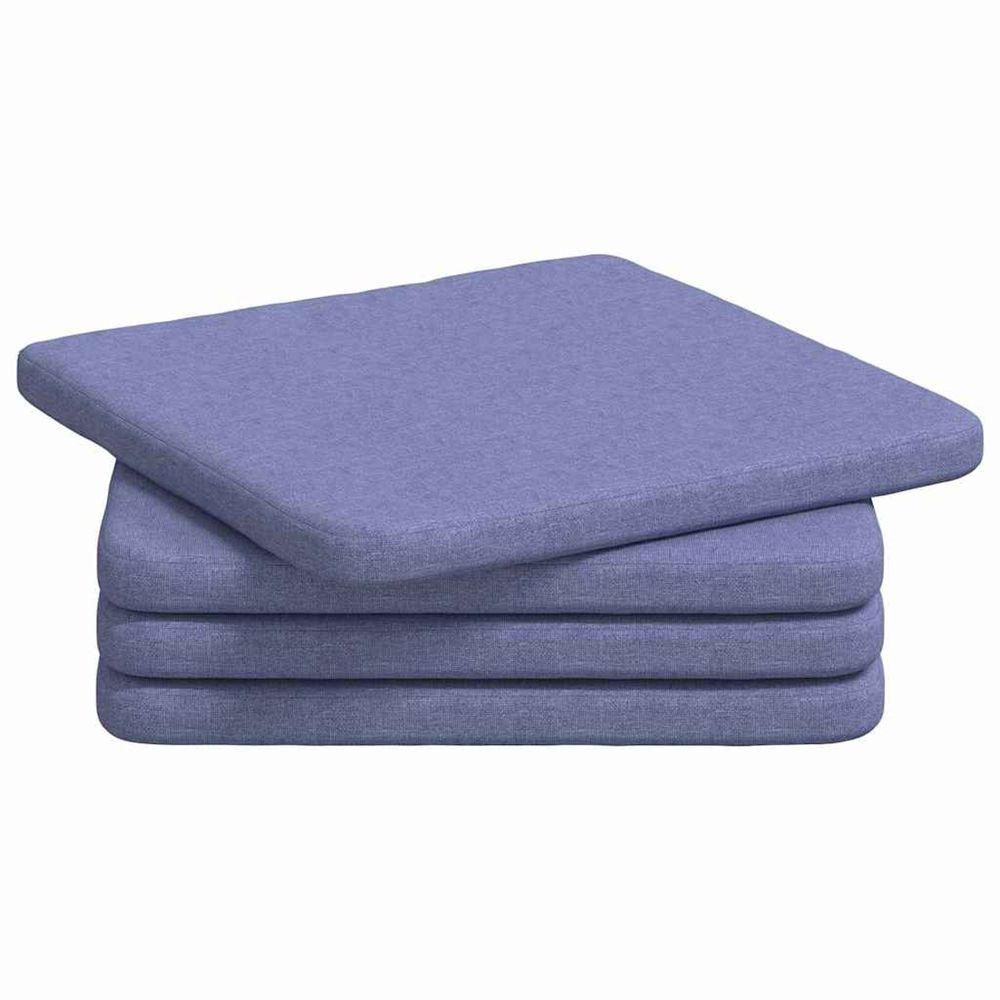 Coussins de siège 4 pc tissu bleu denim 40 x 40 x 3 cm