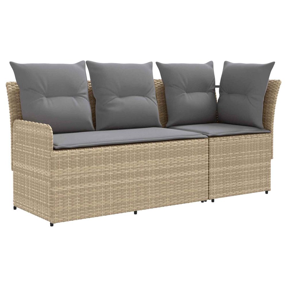 2 pc sofa de jardin avec accoudoirs et sofa d'angle rotin pe