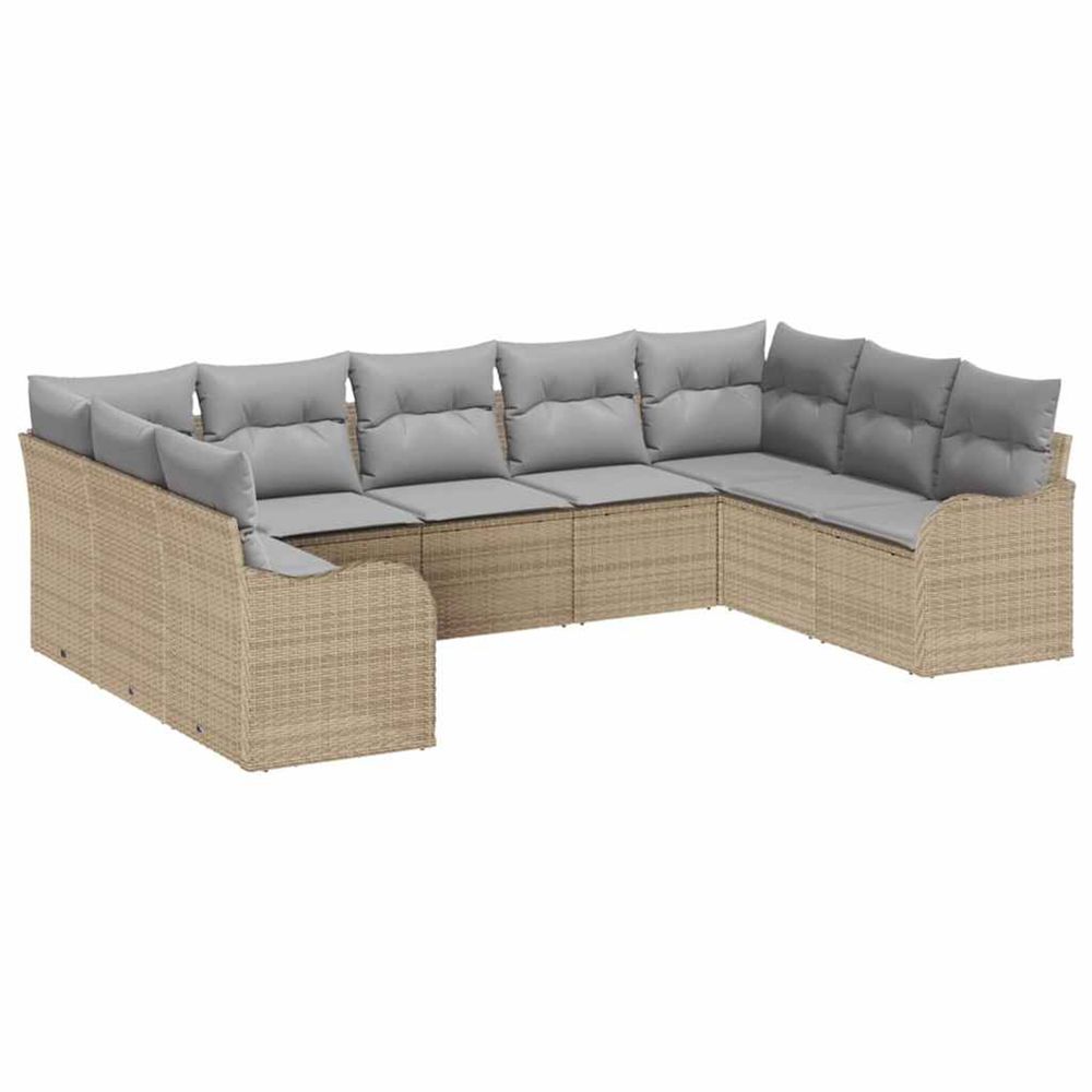 Ensemble de canapé de jardin 9 pc beige polyrotin