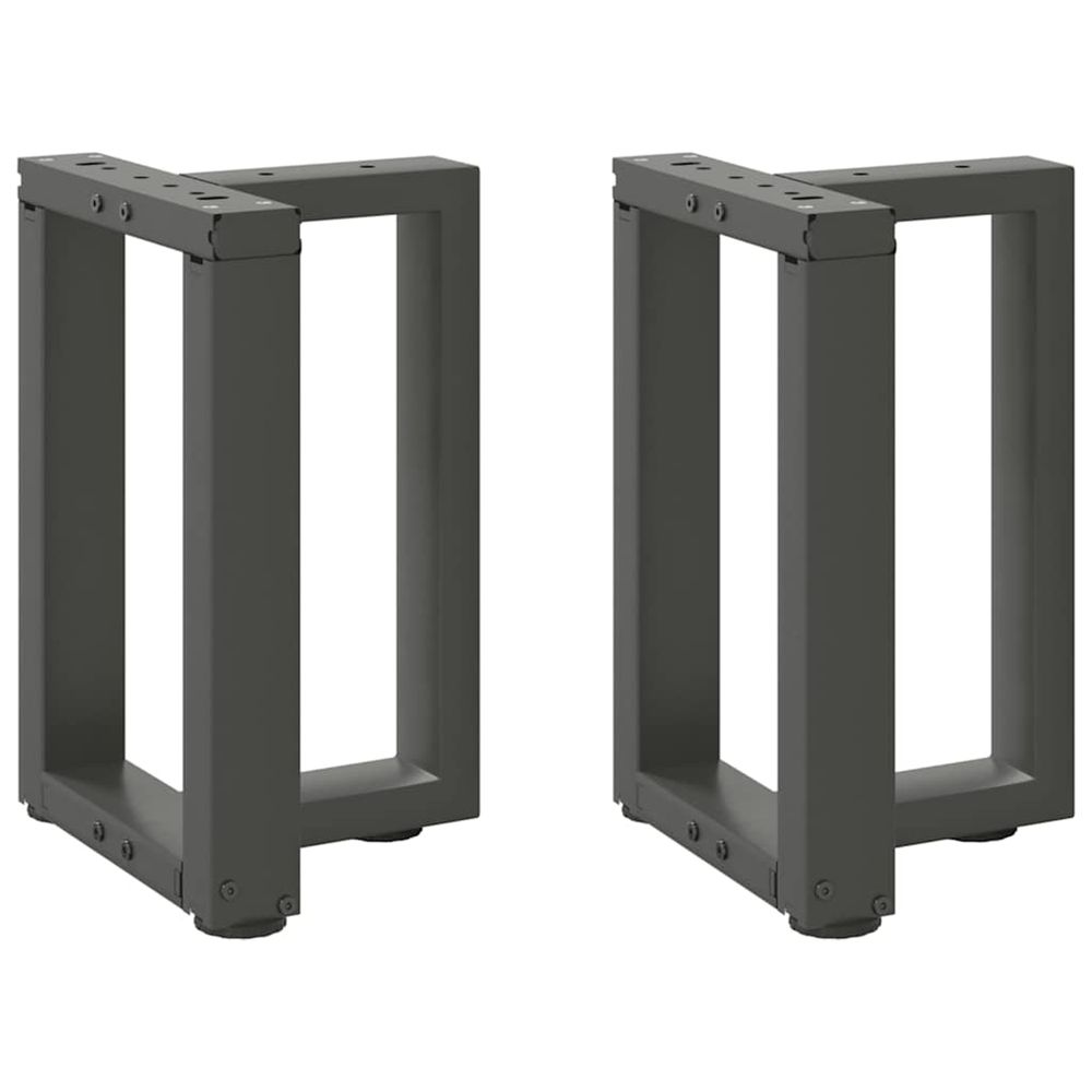 Pieds de table basse en t, 2 pièces, anthracite, 28 x 25 x (42-43) cm, acier