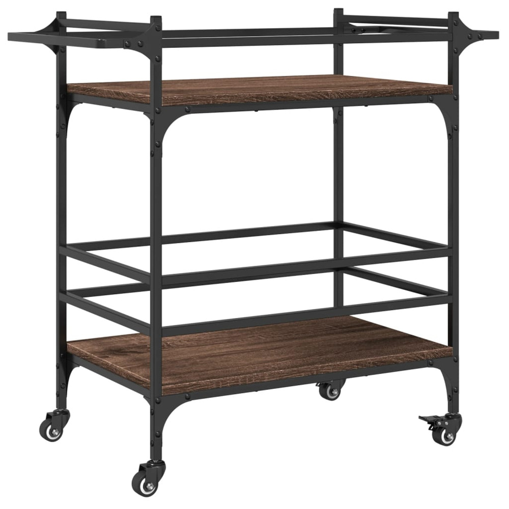 Chariot de cuisine chêne marron 82x40x78,5 cm bois d'ingénierie