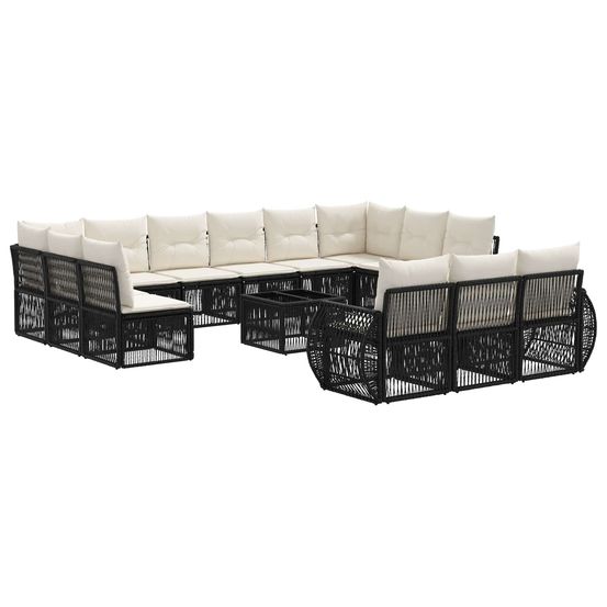 Ensemble de canapé de jardin 14 pc noir et blanc crème