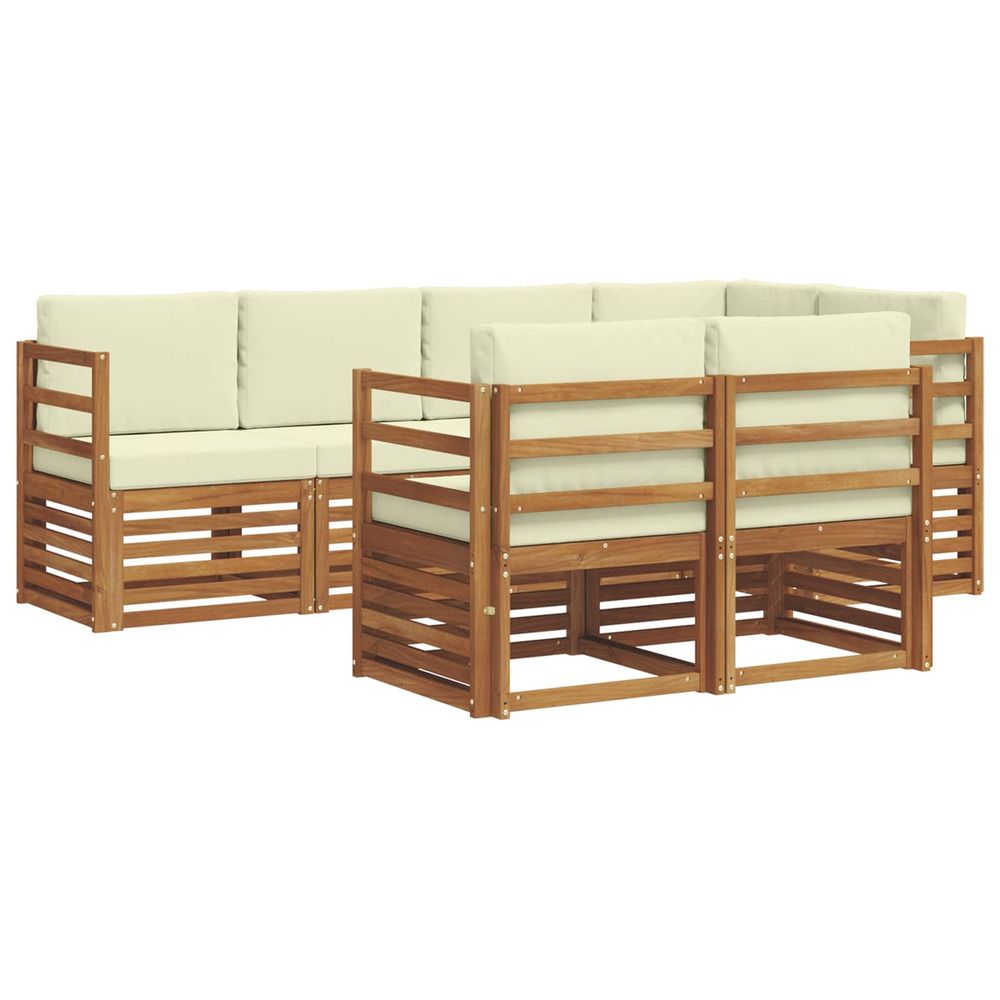 Ensemble de canapés d'extérieur 7 pc naturel et crème polyester