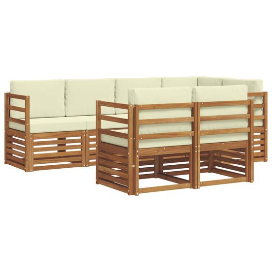 Ensemble de canapés d'extérieur 7 pc naturel et crème polyester