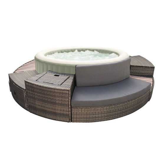 Pack spa gonflable purespa olive rond bulles 4 places + ensemble mobilier