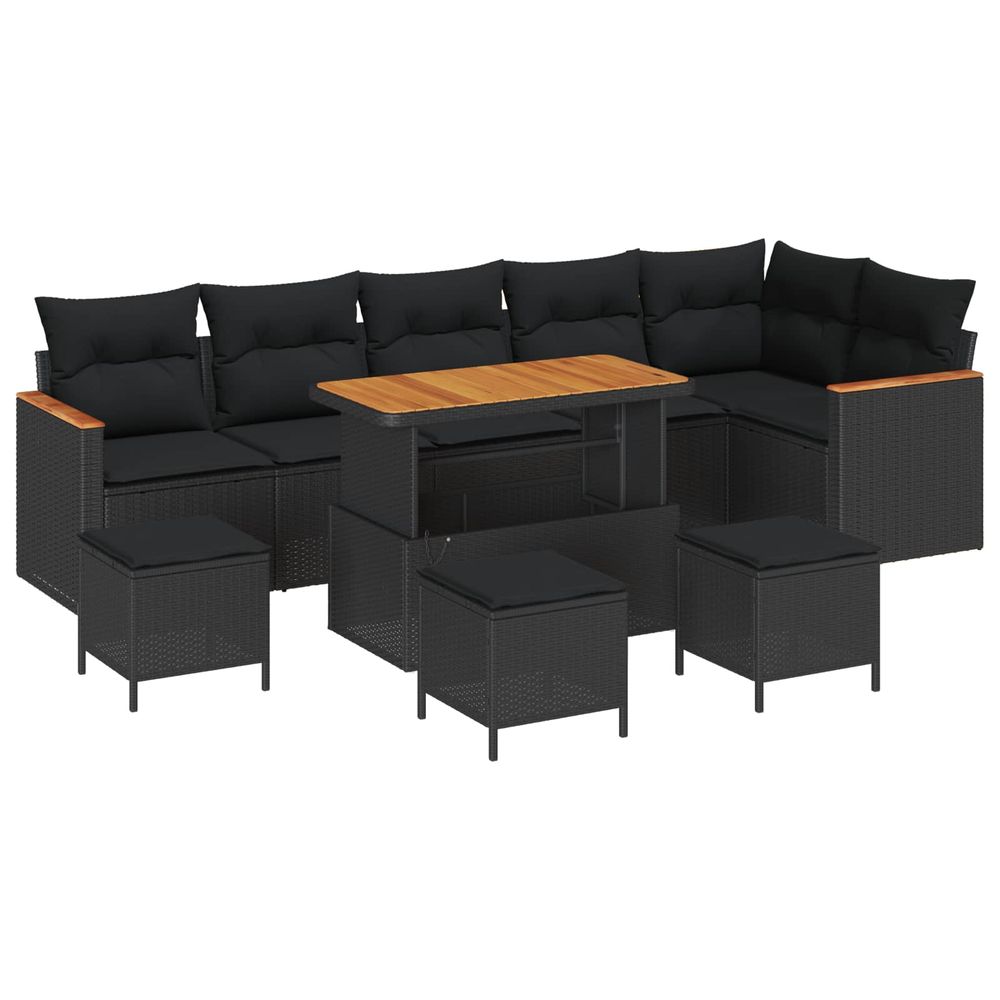 Ensemble de canapé de jardin 10 pc 6-nombre de places noir