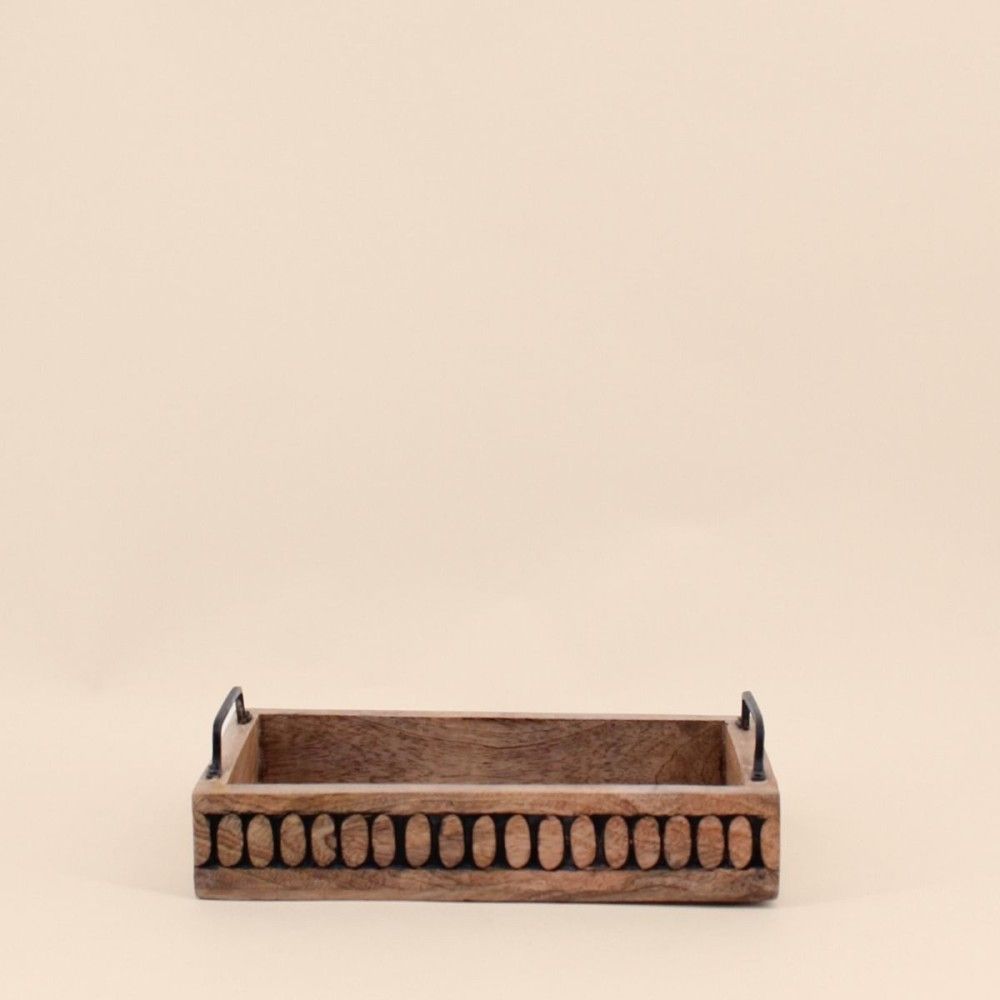 Plateau en bois avec poignées 30x21cm