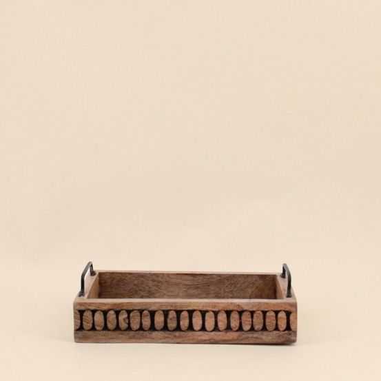 Plateau en bois avec poignées 30x21cm
