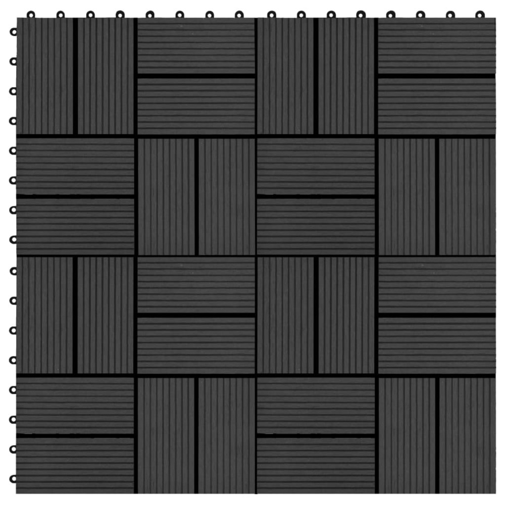 Carreau de terrasse 11 pcs wpc 30 x 30 cm 1 m² noir