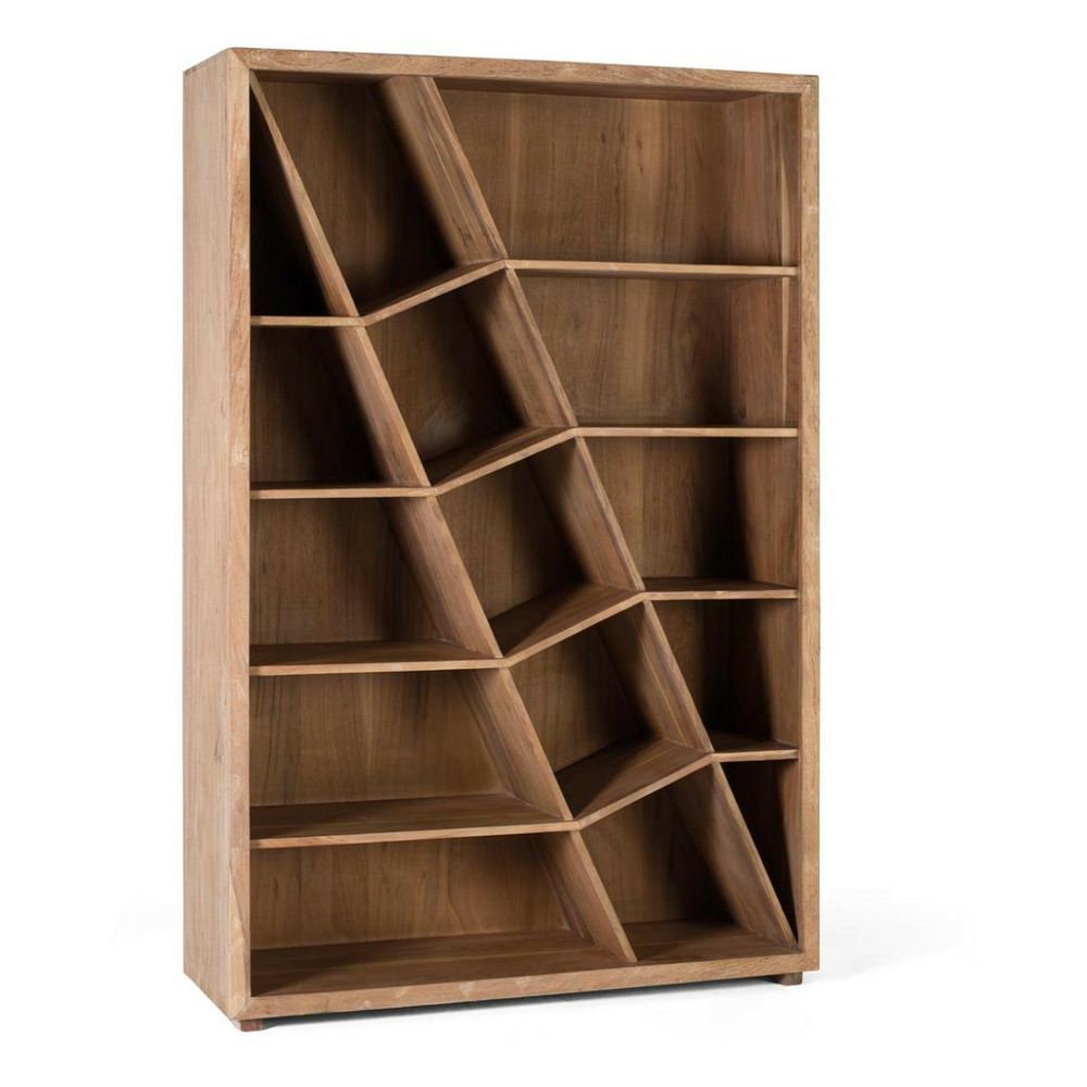 Bibliothèque 12 étagères bois marron - enélise décoration d'autrefois