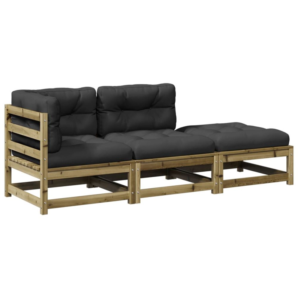 Salon de jardin 3 pcs avec coussins bois de pin imprégné