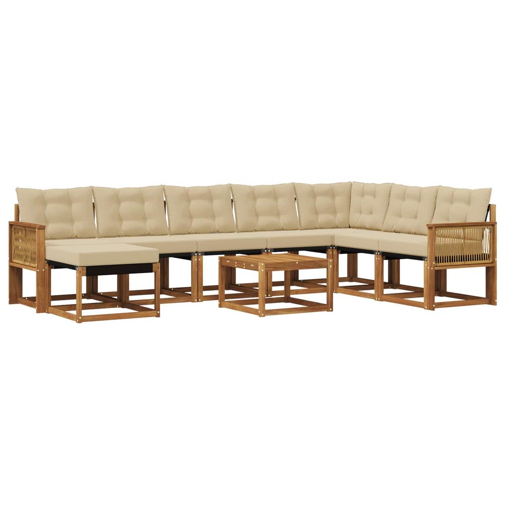 Ensemble de canapés d'extérieur 9 pc naturel et beige