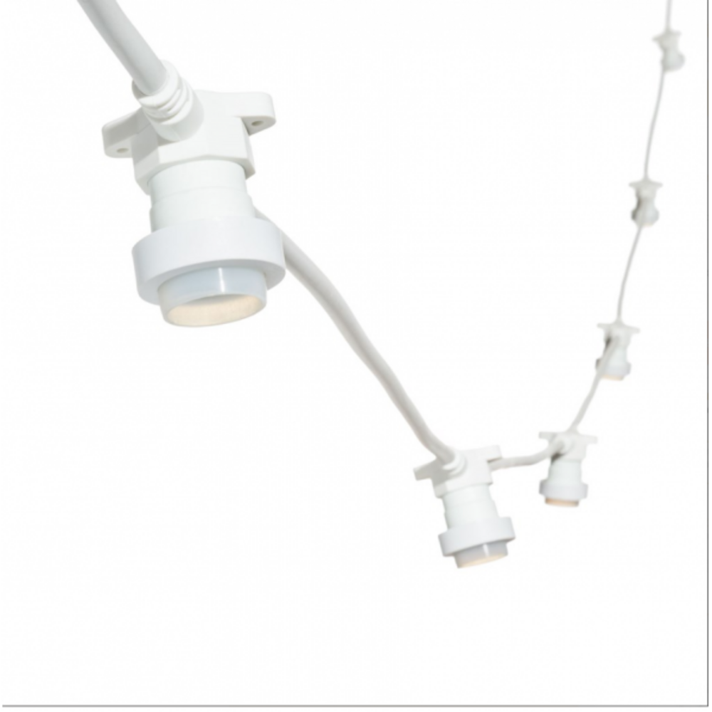 Guirlande guinguette câble blanc 5m 16 douilles e27 connectable 230v luxa professionnelle lotti