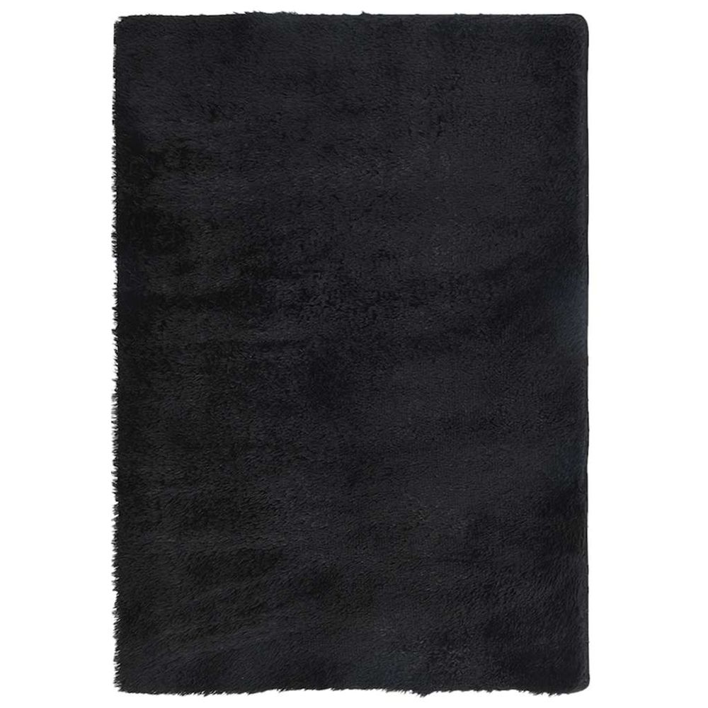 Tapis shaggy à poils longs navarra noir 200x290 cm polyester