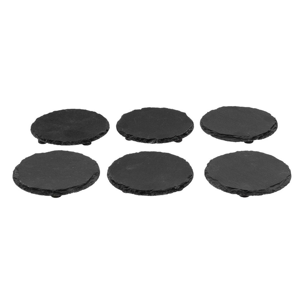 Lot de 6 dessous de verre en ardoise + rack