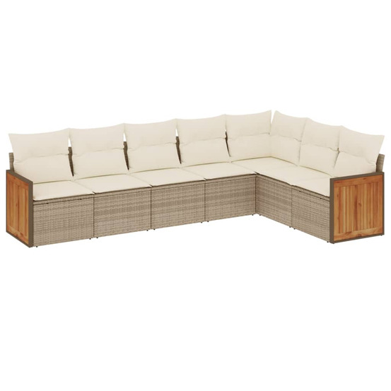 Salon de jardin avec coussins 7 pcs beige résine tressée