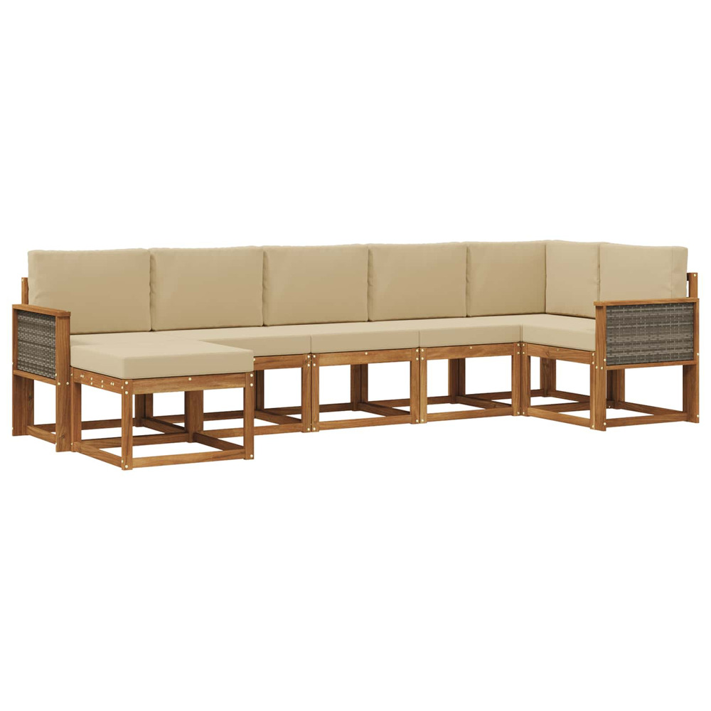 Ensemble de canapés d'extérieur 7 pcs naturel et beige