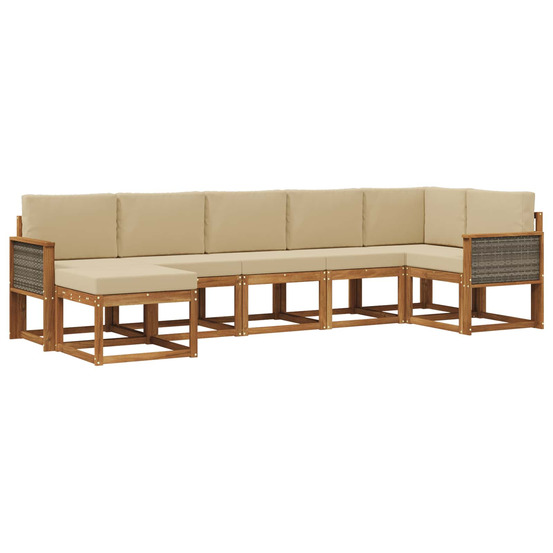 Ensemble de canapés d'extérieur 7 pcs naturel et beige
