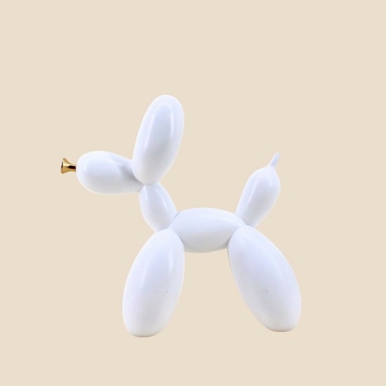 Chien ballon résine blanche 24cm