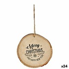 Décorations de noël merry christmas marron bois 9 x 1,5 x 9 cm (24 unités)