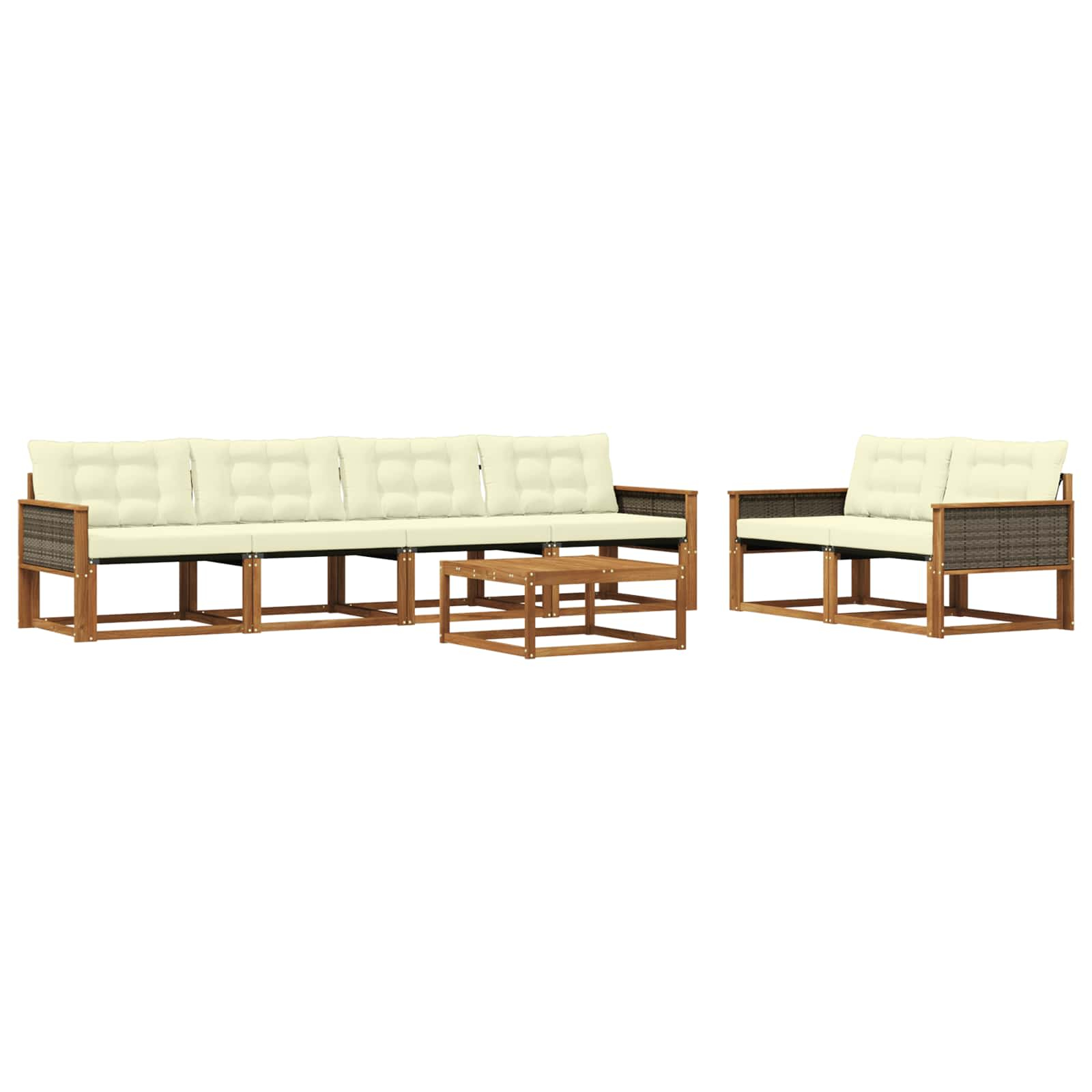 Ensemble de canapés d'extérieur 7 pcs naturel et crème