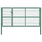 Portail de clôture de jardin avec poteaux 350x140 cm acier vert