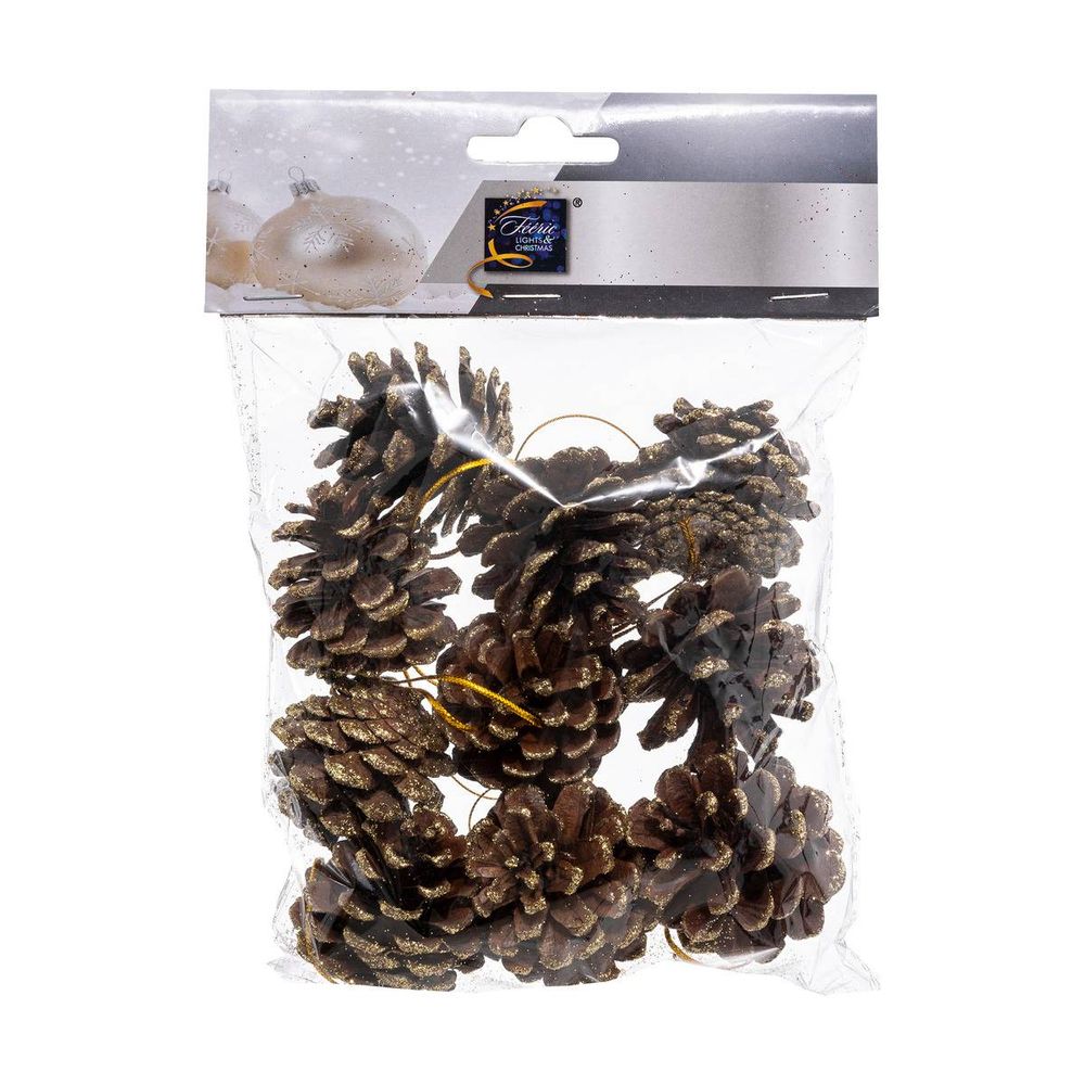 Sachet de sujets pommes de pin pailletées or