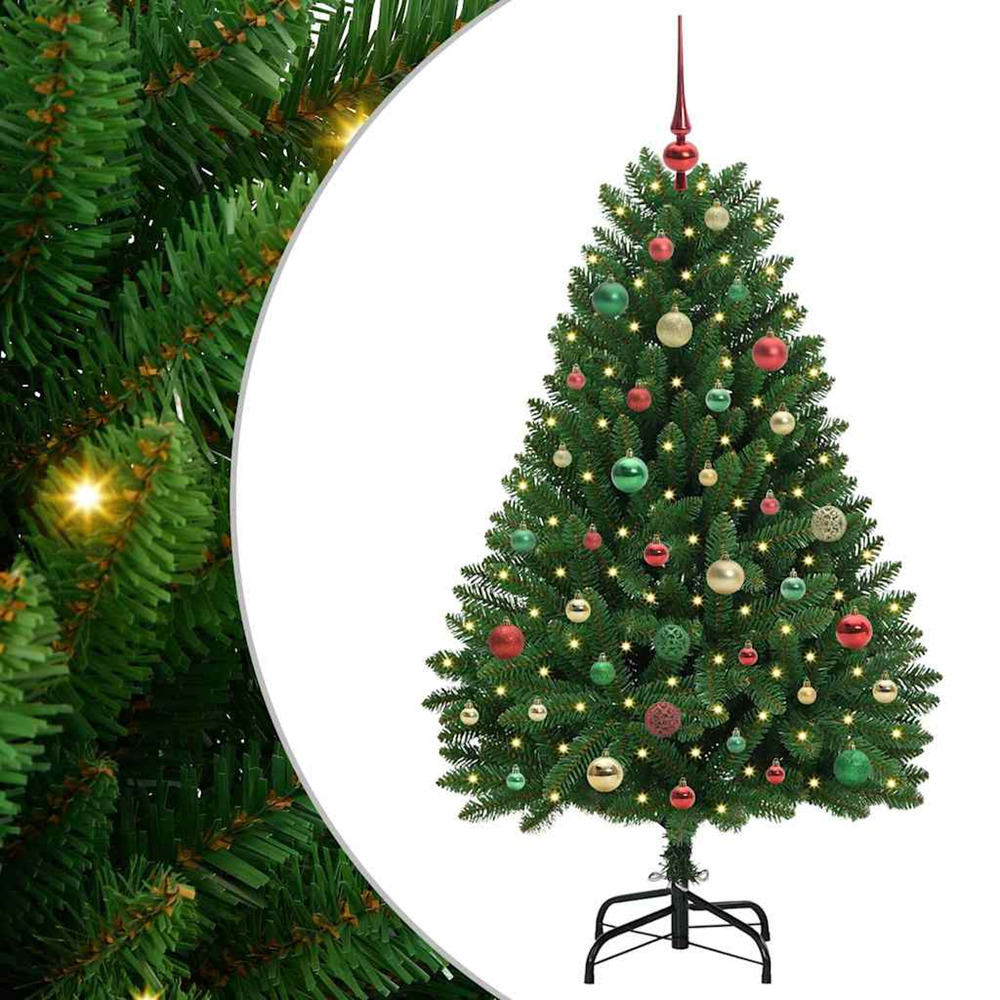 Sapin de noël artificiel avec 150 led vert 150 cm pvc et métal