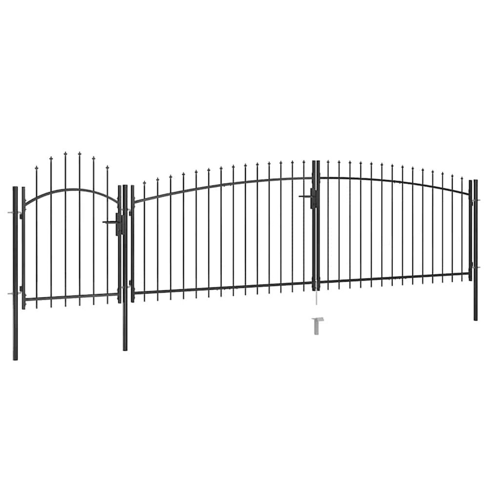 Portail de jardin woerden avec pointe en forme de lance 5 x 1,25 m noir