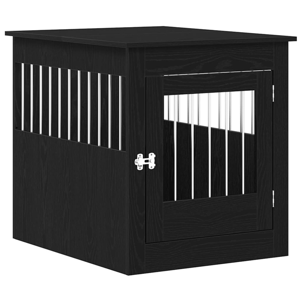 Meuble pour cage à chien en chêne noir 64,5 x 80 x 71 cm en bois d'ingénierie