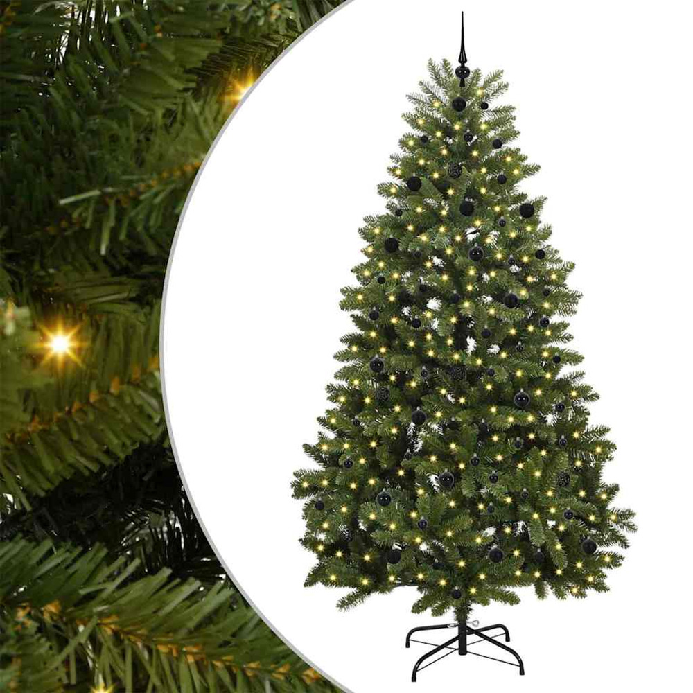 Sapin de noël artificiel avec 300 led vert 240 cm pvc et métal
