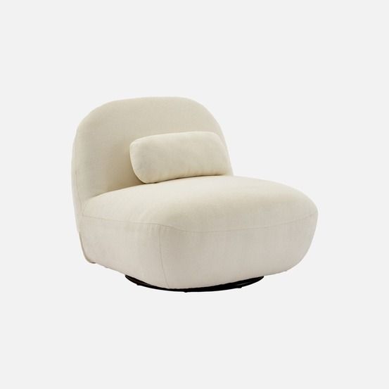 Fauteuil pivotant 360 en bouclette texturée et métal avec coussin