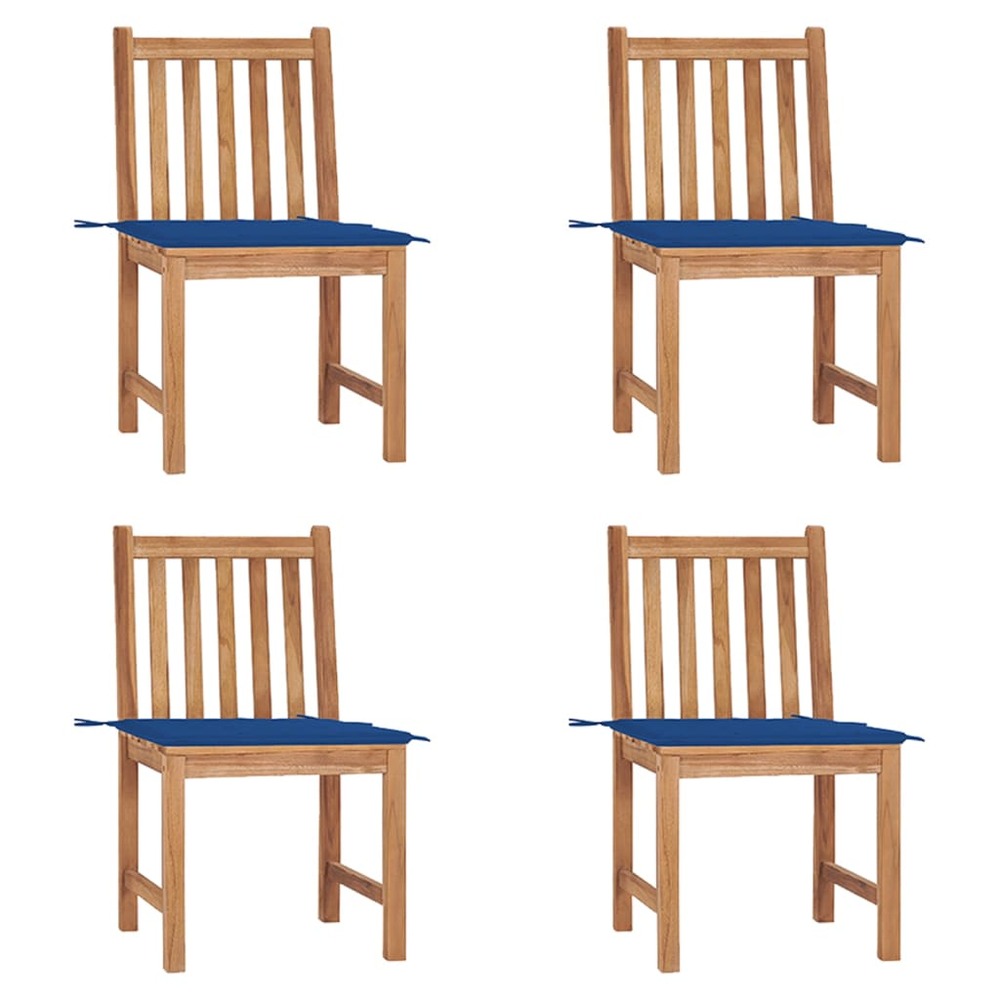 Chaises de jardin lot de 4 avec coussins bois de teck massif
