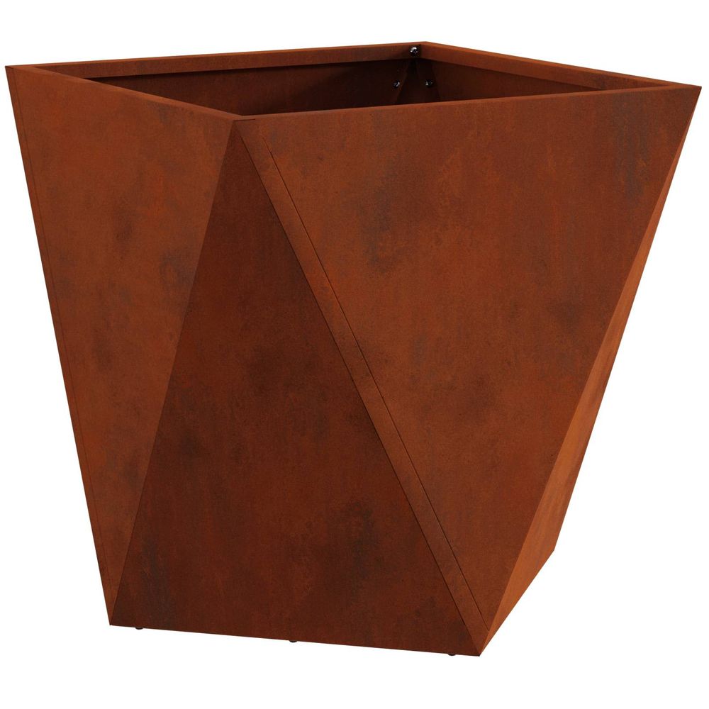 Jardinière d'extérieur rouillé 40 x 40 x 40 cm acier patiné
