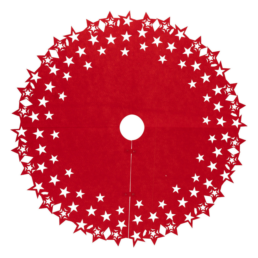 Déco de noël tapis pour pied de sapin en feutrine rouge et blanc d 100 cm