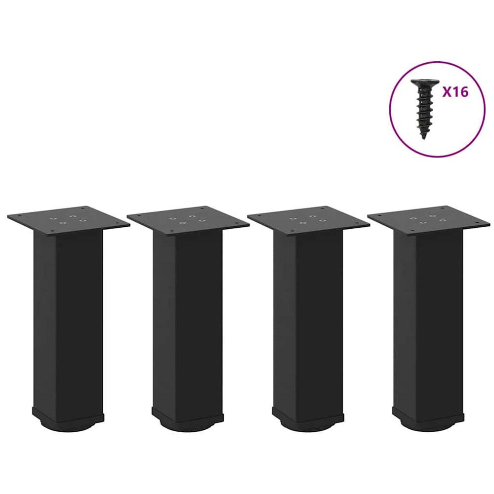 Pieds de table basse 4 pièces noir 42-44 cm acier