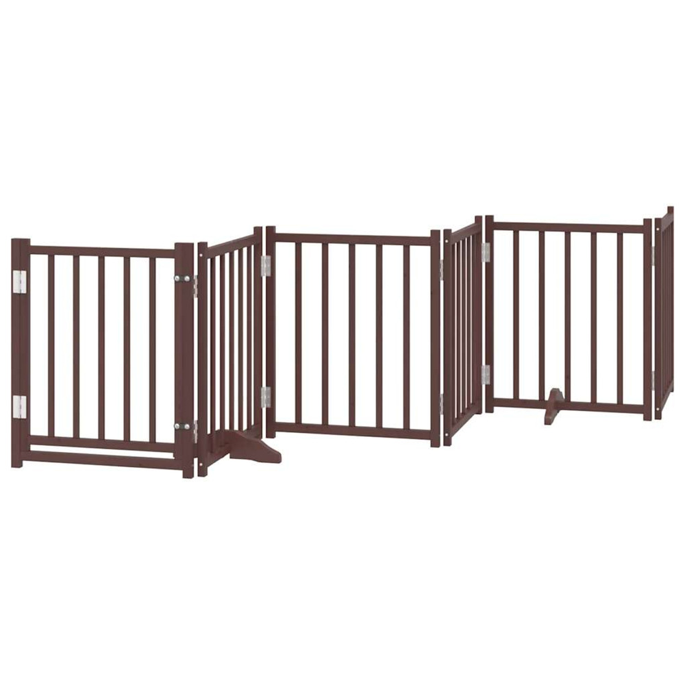 Barrière pour chiens avec porte 6 panneaux bois de sapin massif
