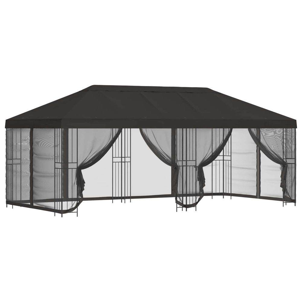 Gazebo avec murs latéraux 6 x 3 m anthracite polyester et acier