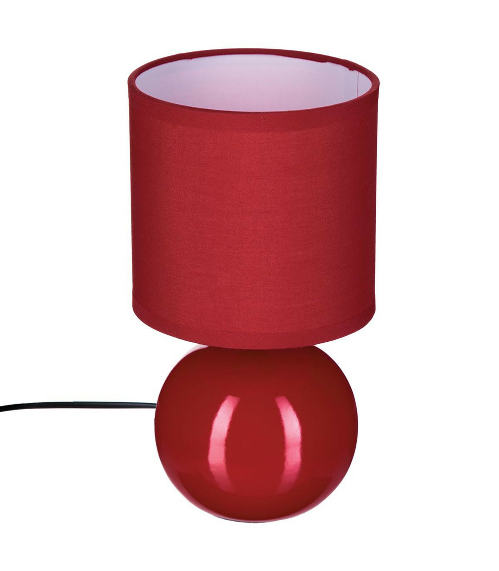 Lampe en céramique pied boule rouge brillant