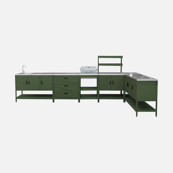 Cuisine extérieure naxos 5 modules acier inoxydable avec barbecue au charbon