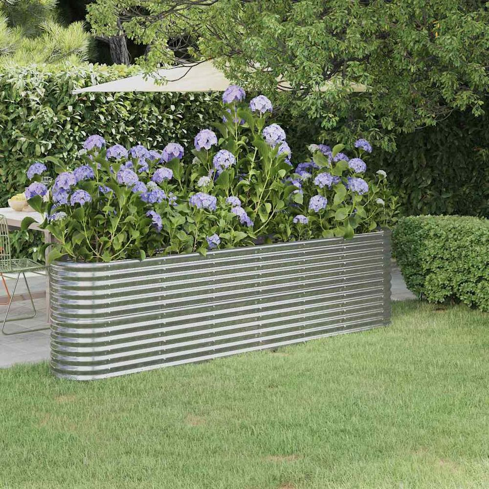 Carré potager surélevé acier galvanisé jardin argenté 260x40x68 cm
