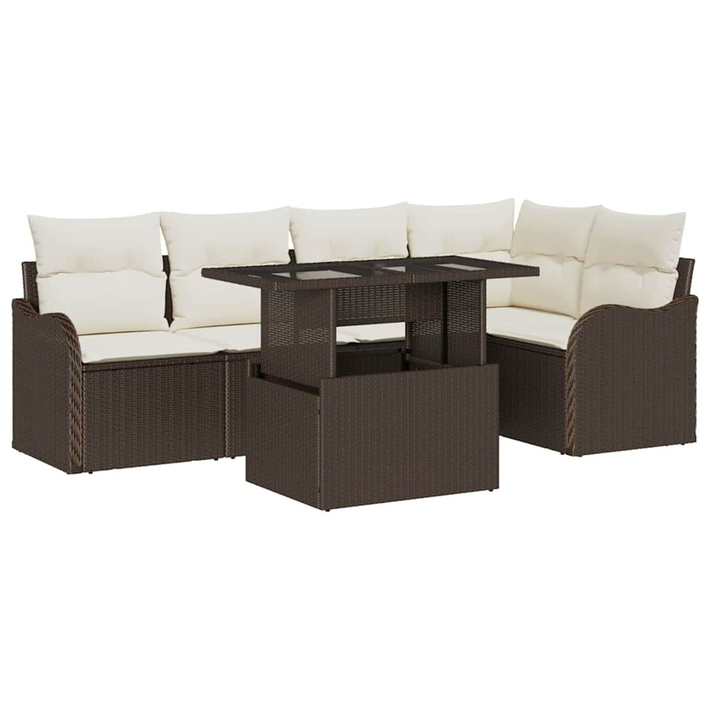Ensemble de canapé de jardin 6 pcs marron poly rotin