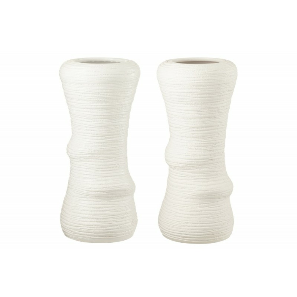 Set de 2 vases en céramique blanc 23x23x50 cm
