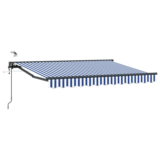 Auvent rétractable électrique bleu, blanc, anthracite 2,5 x 2 m
