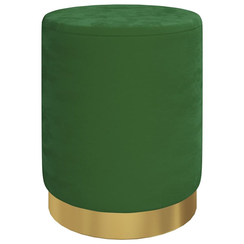 Tabouret de rangement rond vert velours 31 x 37 cm